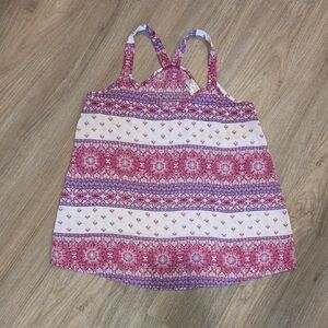 Pink Republic Girls Pink and White Patterned Racerback Tank